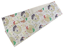Load image into Gallery viewer, Women&#39;s Tailored Washable Polyester Fukuro Obi Belt - Light Beige, Flower Pattern-
