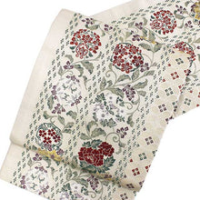 將圖片載入圖庫檢視器 Women&#39;s Tailored Washable Polyester Fukuro Obi Belt - Beige, Arabesque and Diamond Shaped Pattern-

