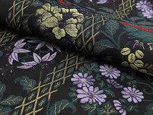 將圖片載入圖庫檢視器 Women&#39;s Tailored Washable Polyester Fukuro Obi Belt - Black, Arabesque and Diamond Shaped Pattern-
