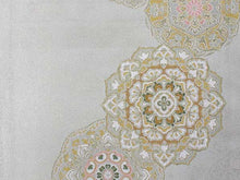 將圖片載入圖庫檢視器 Women&#39;s Tailored Washable Polyester Fukuro Obi Belt - Light Gray,Gold Flowers Pattern-
