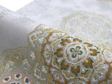 画像をギャラリービューアに読み込む, Women&#39;s Tailored Washable Polyester Fukuro Obi Belt - Light Gray,Gold Flowers Pattern-
