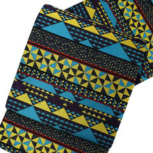 Load image into Gallery viewer, Women&#39;s Tailored Washable Polyester Fukuro Obi Belt - Navy,Geometrical Pattern with vivid blue,yellow-
