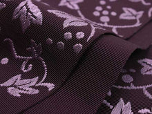 Load image into Gallery viewer, Men&#39;s Reversible Silk HAKATA-Ori KAKU Obi Belt - Purple, Light Purple Grape Arabesque /A Straight Line Pattern-
