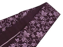 將圖片載入圖庫檢視器 Men&#39;s Reversible Silk HAKATA-Ori KAKU Obi Belt - Purple, Light Purple Grape Arabesque /A Straight Line Pattern-
