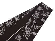 画像をギャラリービューアに読み込む, Men&#39;s Reversible Silk HAKATA-Ori KAKU Obi Belt - Dark Brown, Light Beige Chōjū-giga/A Straight Line Pattern-
