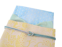 將圖片載入圖庫檢視器 Women&#39;s Washable Hitoe Kimono Coodinate Set of 4 Items -Light Blue Kimono(L size) and Yellow Obi Belt-
