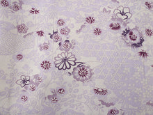 画像をギャラリービューアに読み込む, Women&#39;s Washable Hitoe Kimono Coodinate Set of 4 Items -Light Purple Kimono(L size) and Purple Obi Belt-
