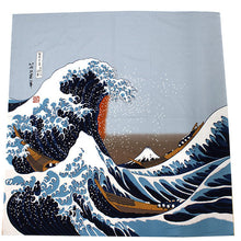 Load image into Gallery viewer, Furoshiki, Japanese Hokusai nami The Great Wave pattern
