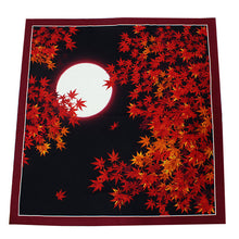 Load image into Gallery viewer, Furoshiki, Black Japanese Autumn Moon and Red Leaves
