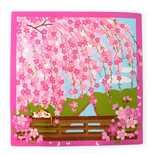 將圖片載入圖庫檢視器 Small Furoshiki, Calico Cat Mike Hanami Sakura Cherry blossoms
