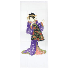 將圖片載入圖庫檢視器 Ukiyoe Tenugui Hand Towel Purple Oiran Pattern 
