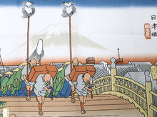 Load image into Gallery viewer, Ukiyoe Tenugui Hand Towel Oedo Nihonbashi Pattern
