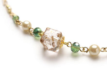 画像をギャラリービューアに読み込む, Women&#39;s haori string, green polygonal beads pearl beads  clip-on
