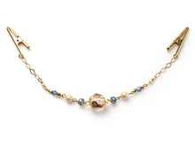 画像をギャラリービューアに読み込む, Women&#39;s haori string, blue polygonal beads pearl beads clip-on
