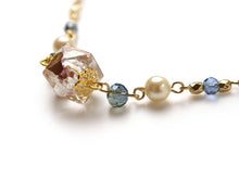 將圖片載入圖庫檢視器 Women&#39;s haori string, blue polygonal beads pearl beads clip-on
