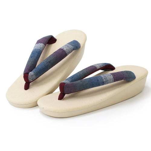 Women's Zori sandles, Off white, Urethane, Blue purple Hanao