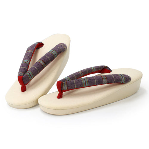 Women's Zori sandles, Off white, Urethane, Red purple hanao