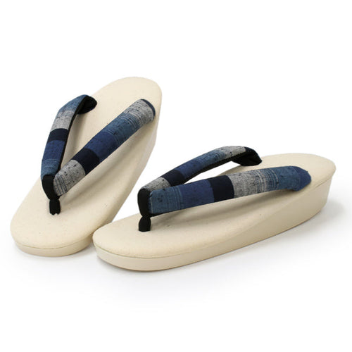 Women's Zori sandles, Off white, Urethane, Navy black hanao