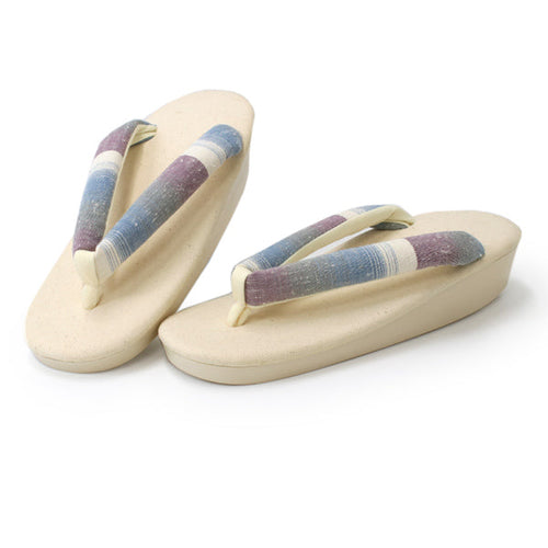 Women's Zori sandles, Off white, Urethane, Light blue, purple hanao