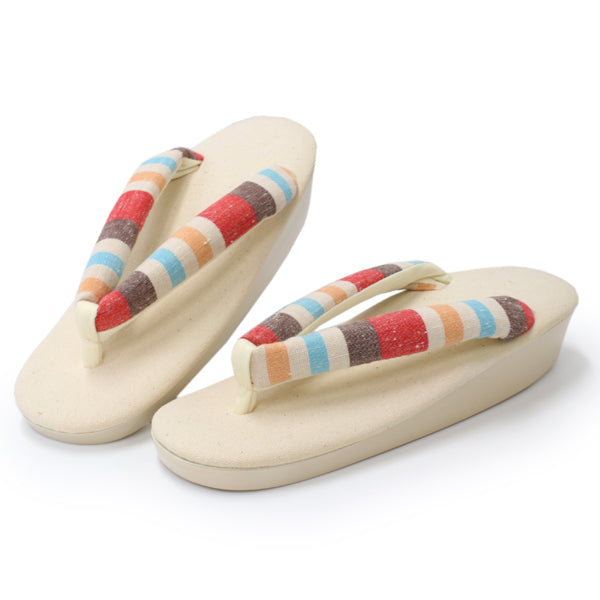 Women's Zori sandles, Off white, Urethane, Red, brown, light blue hanao
