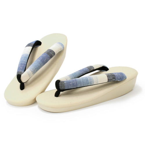 Women's Zori sandles, Off white, Urethane, Light blue, gray hanao