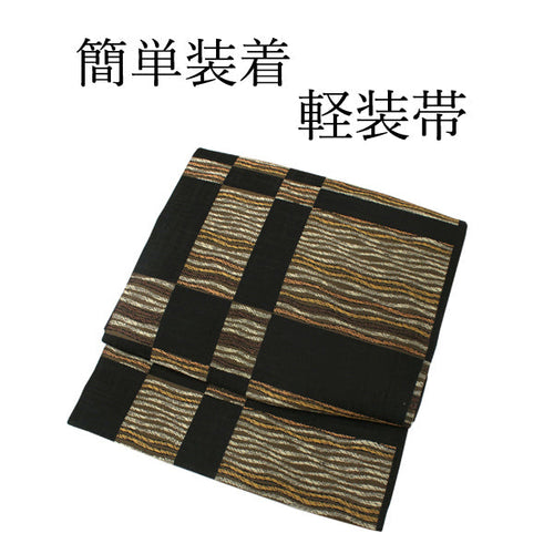 Bunka obi, Black, checkered lattice pattern with wavy stripes
