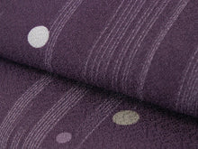 Load image into Gallery viewer, Women&#39;s Hitoe Unlined Kimono Dark purple polka dots in stripe pattern
