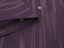Load image into Gallery viewer, Women&#39;s Hitoe Unlined Kimono Dark purple polka dots in stripe pattern
