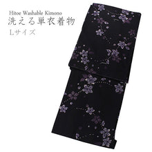將圖片載入圖庫檢視器 Women&#39;s Hitoe Unlined Kimono deep purple cherry blossom kanoko 

