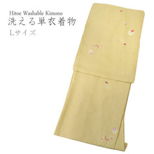 Load image into Gallery viewer, Women&#39;s Hitoe Unlined Kimono Yellow flower circle diagonal lattice kanoko
