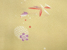 Load image into Gallery viewer, Women&#39;s Hitoe Unlined Kimono Yellow flower circle diagonal lattice kanoko
