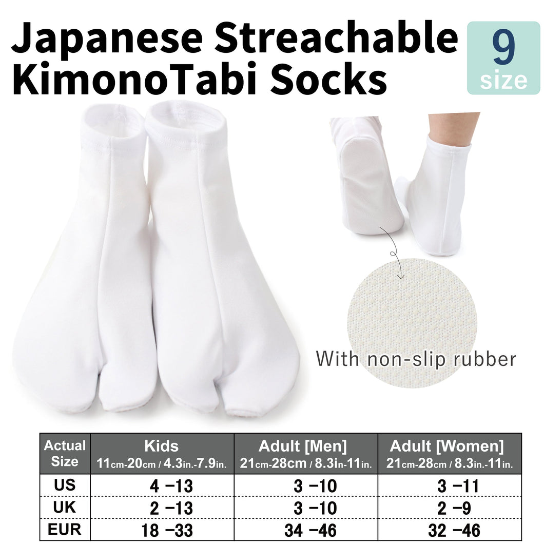 Japanese streachable kimono tabi socks chosable sizes 11cm-28cm