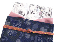 Load image into Gallery viewer, Women&#39;s washable Lined Kimono Coordinate Set of 4 Items L size -light purple flower kimono &amp; Navy nagoya obi and dark pink obiage &amp; obijime
