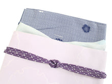 画像をギャラリービューアに読み込む, Women&#39;s washable Lined Kimono Coordinate Set of 4 Items L size Navy kanoko pattern kimono &amp; Light purple snowflake pattern nagoya obi and light blue obiage &amp; purple and gray obijime
