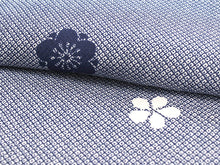 將圖片載入圖庫檢視器 Women&#39;s washable Lined Kimono Coordinate Set of 4 Items L size Navy kanoko pattern kimono &amp; Light purple snowflake pattern nagoya obi and light blue obiage &amp; purple and gray obijime
