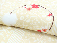 將圖片載入圖庫檢視器 Women&#39;s washable Lined Kimono Coordinate Set of 4 Items M size Beige arabesque pattern kimono &amp; Dark red arabesque pattern nagoya obi and Dark pink obiage &amp; obijime
