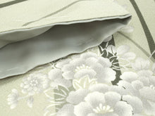 画像をギャラリービューアに読み込む, Women&#39;s washable Lined Kimono Coordinate Set of 4 Items M size -tannish match green wavy stripe kimono &amp; Black curve nagoya obi and green obiage &amp; obijime
