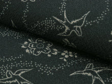 將圖片載入圖庫檢視器 Women&#39;s washable Lined Kimono Coordinate Set of 4 Items M size -Moss Green Swallows kimono &amp; Light purple lattice nagoya obi and ash purple obiage &amp; obijime
