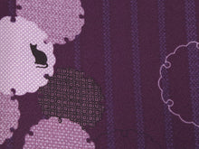 画像をギャラリービューアに読み込む, Women&#39;s washable Lined Kimono Coordinate Set of 4 Items M size -Dark purple snow flake kimono &amp; Red curved line nagoya obi and Dark red obiage &amp; obijime
