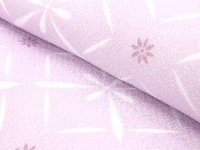 將圖片載入圖庫檢視器 Women&#39;s washable Lined Kimono Coordinate Set of 4 Items M size -Purple flower-shaped family crest  kimono &amp;Gold brown striped cricles nagoya obi and apricot red obiage &amp; obijime
