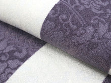 將圖片載入圖庫檢視器 Women&#39;s washable Lined Kimono Coordinate Set of 4 Items L size -Dark purple lattice kimono &amp; Dark green geometoric pattern nagoya obi and Dark purple obiage &amp; obijime
