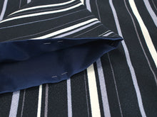 画像をギャラリービューアに読み込む, Women&#39;s washable Lined Kimono Coordinate Set of 4 Items L size -Dark navy, light blue, white stripe kimono &amp; Gold brown curve pattern nagoya obi and Dark blue silk obiage &amp; obijime, Misuzu Uta
