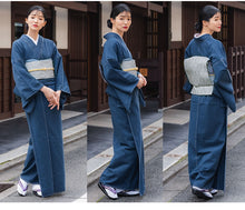 画像をギャラリービューアに読み込む, Women&#39;s Denim Kimono 4-Piece Set (Kimono, Obi, Obiage, Obijime) for everyday wear
