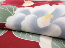 將圖片載入圖庫檢視器 Women&#39;s Yukata Coordinate Set of 5 Items For Beginners :Unbleached Color and Red/Camellia
