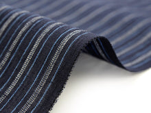 画像をギャラリービューアに読み込む, Kimono Fabric Hatasho Jofu : Japanese Traditional Clothes- Navy Whire Vertical Unlined Omi Chijimi
