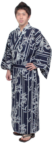 Men's Easy Yukata / Kimono Robe : Japanese Traditional Clothes - Robe Bamboo & Dragon