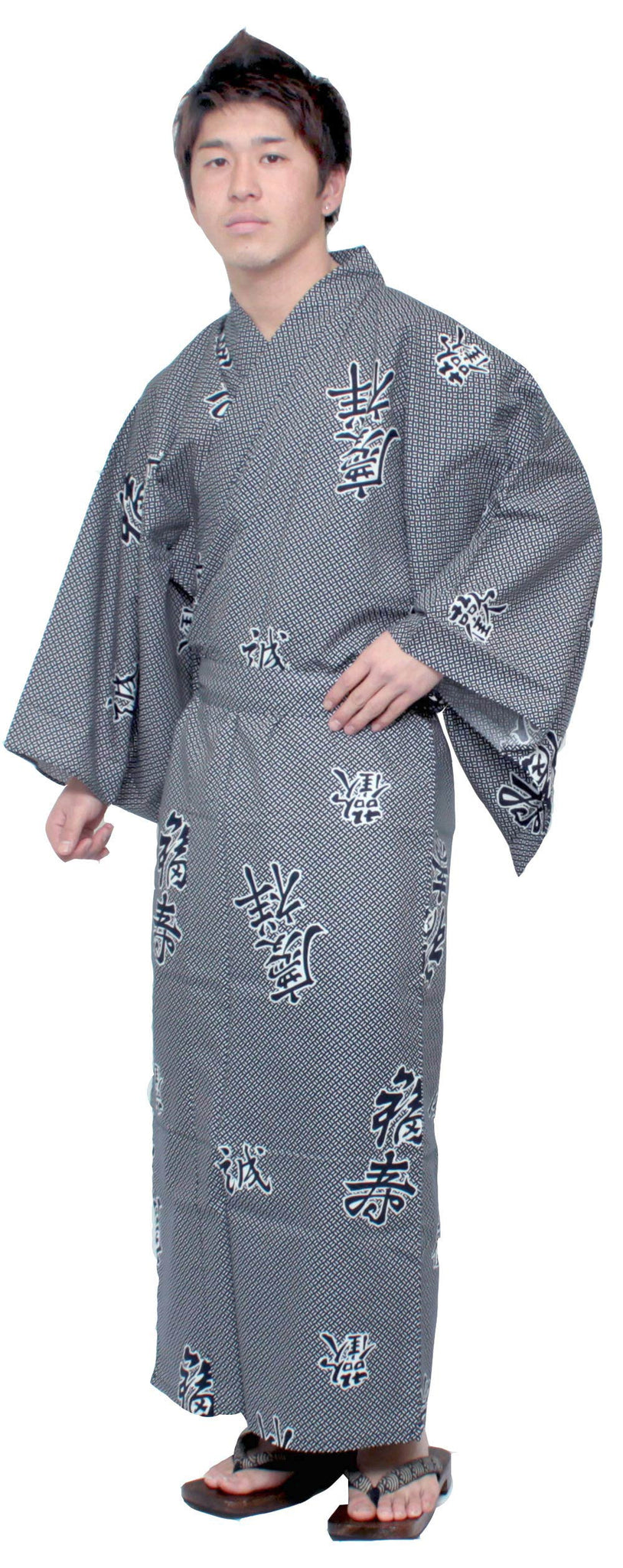 Traditional Japan Kimono Yukata Bathrobe and Obi Men Dressing Gown