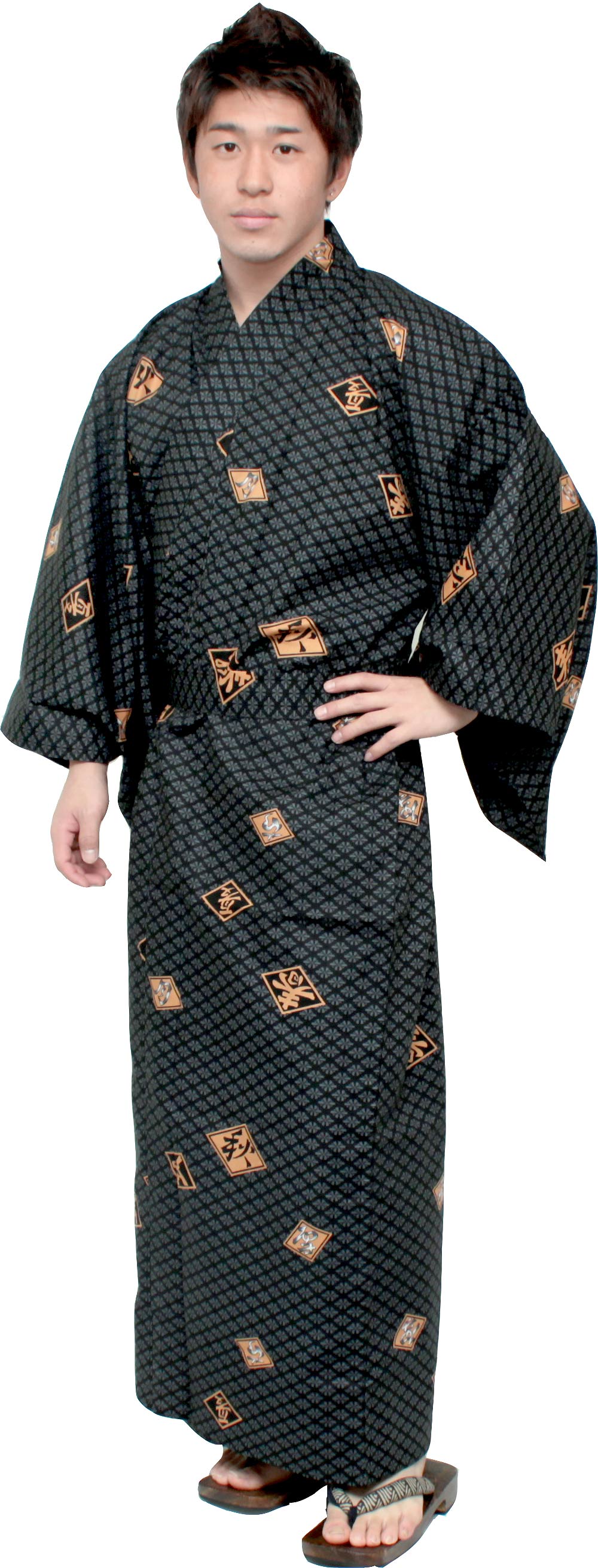 Men's Easy Yukata / Kimono Robe : Japanese Traditional Clothes - Robe Diamond Pattern