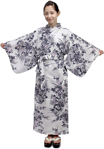 Women's Easy Yukata / Kimono Robe :  Japanese Traditional Clothes - Lily White