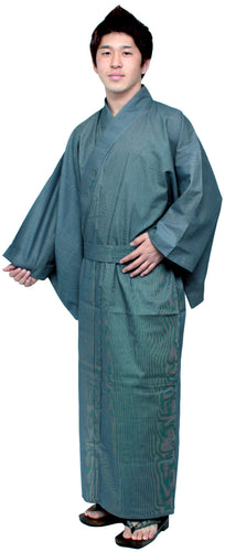 Men's Easy Yukata / Kimono Robe : Japanese Traditional Clothes - Robe Stripe Navy